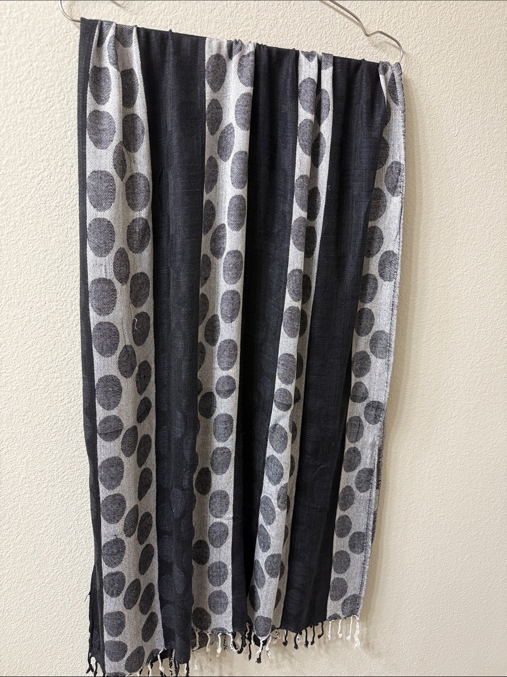 Women's Black and Light Gray Polka Dot shawl scarf neck wrap
